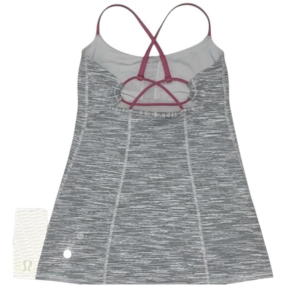 NWT Lululemon Warrior Strappy Back Tank Top Grey, White, Pink Luon Fabric Size 4 - Picture 6 of 11